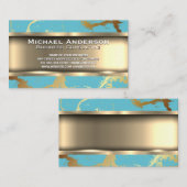 Carte De Visite Or métallique | Marbre Turquoise or (Devant / Derrière)