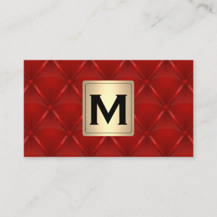 Carte De Visite Or métallique   Monogramme   Rouge en retrait