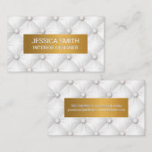Carte De Visite Or métallique | Remplissage en cuir blanc (Devant / Derrière)