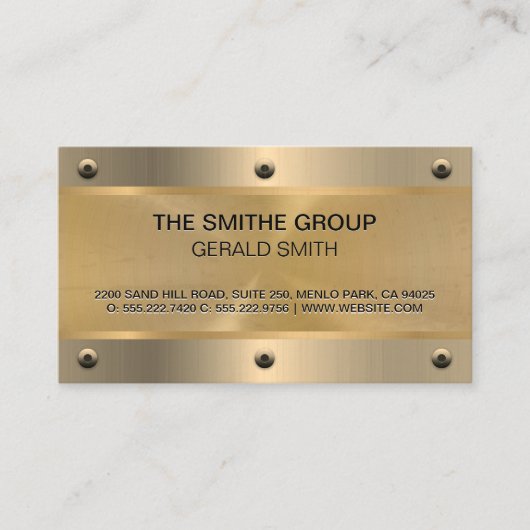 Carte De Visite Or métallique | Rivets (Devant)