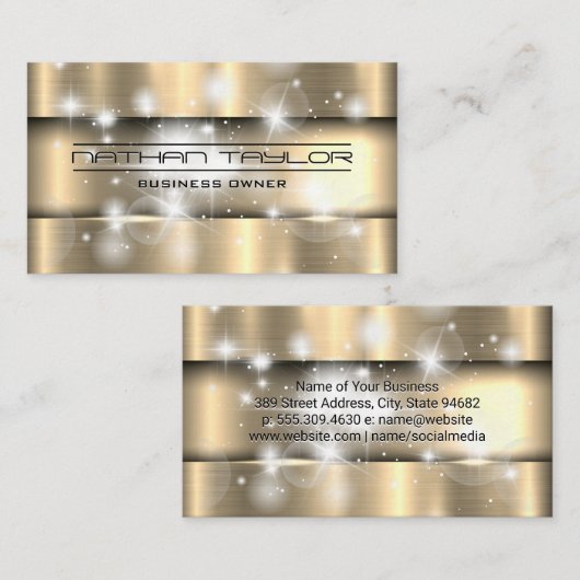 Carte De Visite Or métallique | Sparkle Bokeh Glow (Devant / Derrière)