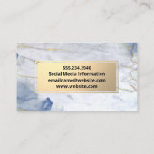 Carte De Visite Or métallique | Texture en marbre bleu (Dos)