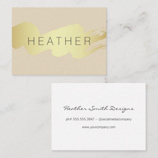 Carte De Visite Or moderne brossé (Devant / Derrière)