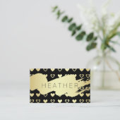 Carte De Visite Or moderne brossé / Coeurs d'or (Debout devant)