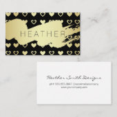 Carte De Visite Or moderne brossé / Coeurs d'or (Devant / Derrière)