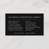 Carte De Visite Or Moderne Constructeur Construction (Dos)
