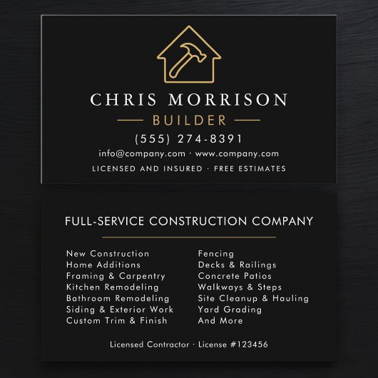 Carte De Visite Or Moderne Constructeur Construction