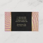 Carte De Visite Or moderne de maquilleur et rayures roses de zèbre (Dos)