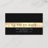 Carte De Visite Or moderne et noir Faux feuille (Dos)