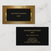 Carte De Visite Or moderne et professionnel chic élégant noir (Devant / Derrière)