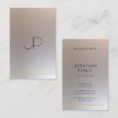 Carte De Visite Or Moderne Professionnel Monogrammé Argent Doré (Devant / Derrière)