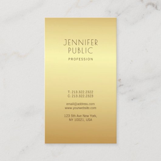 Carte De Visite Or Moderne tendance Belle glamour Unique (Devant)