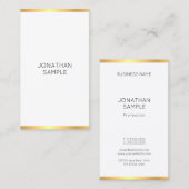 Carte De Visite Or moderne tendance Blanc Simple Modèle élégant (Devant / Derrière)