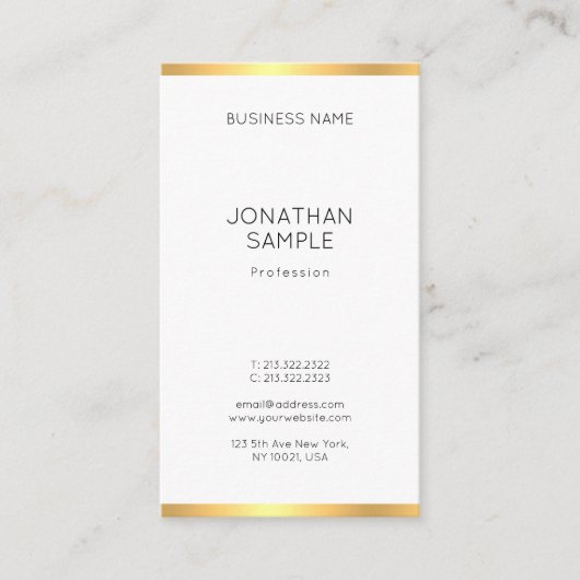 Carte De Visite Or moderne tendance Blanc Simple Professional Chic (Devant)