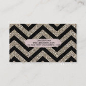 Carte De Visite Or noir Chevron rose Parties scintillant moderne B (Dos)