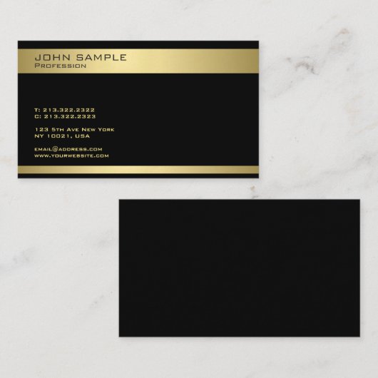 Carte De Visite Or noir élégant moderne de conception (Devant / Derrière)