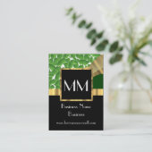 Carte De Visite Or noir et monogramme vert (Debout devant)