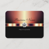 Carte De Visite Or noir et Rose de luxe avec diamants chatoyants (Devant)