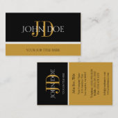 Carte De Visite Or noir/jaune de monogramme de YourJobTitle (Devant / Derrière)