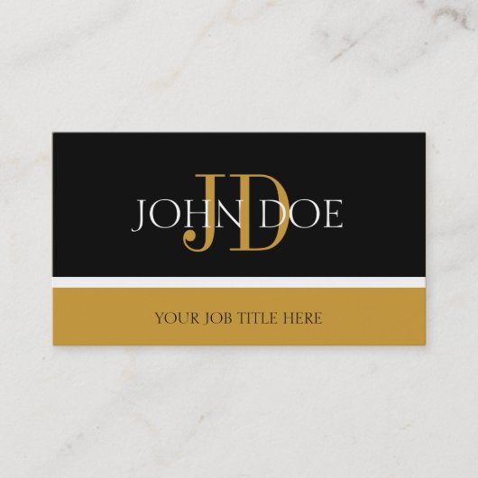 Carte De Visite Or noir/jaune de monogramme de YourJobTitle (Devant)