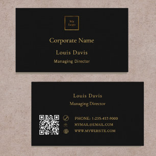 Carte De Visite Or noir logo minimaliste moderne premium