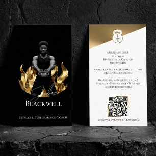 Carte De Visite Or Noir Luxueux Séance de Fitness avec Entraîneur 