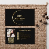 Carte De Visite Or Noir Moderne, Code QR Photo Professionnelle