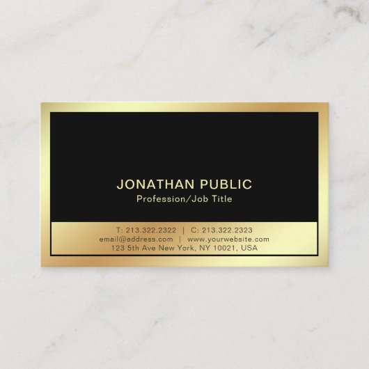 Carte De Visite Or noir moderne professionnel simple sophistiqué (Devant)
