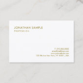 Carte De Visite Or personnalisé Blanc Elégant Modèle moderne (Dos)