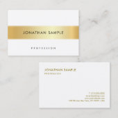Carte De Visite Or personnalisé Blanc Elégant Modèle moderne (Devant / Derrière)