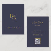 Carte De Visite Or personnalisé bleu moderne professionnel (Devant / Derrière)