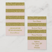 Carte De Visite Or personnalisé et rose (Devant / Derrière)