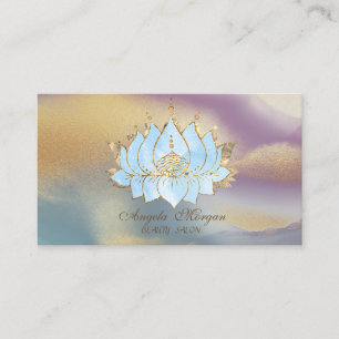 Carte De Visite Or professionnel bleu lotus coloré