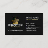 Carte De Visite Or Professionnel Constructeur Construction en Or N (Dos)