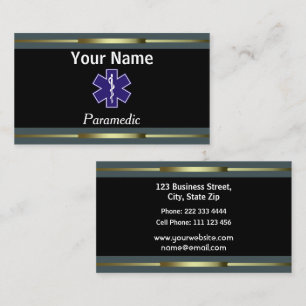 Carte De Visite Or professionnel et noir d'infirmier