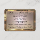 Carte De Visite Or professionnel floral élégant de rosette (Dos)