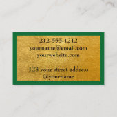 Carte De Visite Or Professionnel Métallic Vert Doré Brossé (Dos)