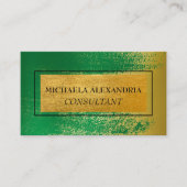 Carte De Visite Or Professionnel Métallic Vert Doré Brossé (Devant)