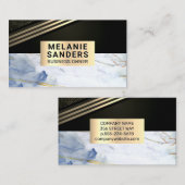 Carte De Visite Or rayé | Arrière - plan en marbre (Devant / Derrière)