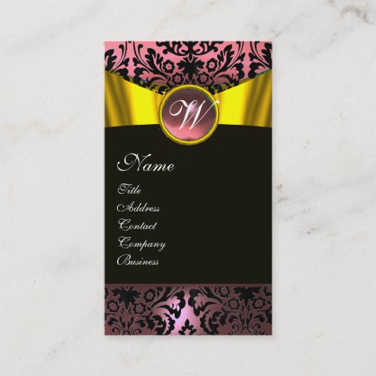 CARTE DE VISITE OR RIBBON JAUNE ROSE NOIRE DOMMASQUE MONOGRAM (Devant)