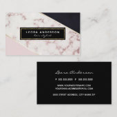 Carte De Visite Or rose à la mode, marbre et lignes abstraites de (Devant / Derrière)