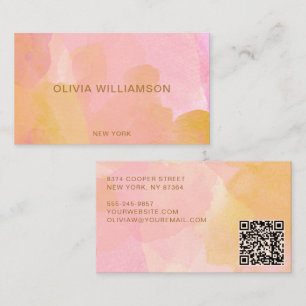Carte De Visite Or rose aquarelle Abstrait Moderne Professionnel