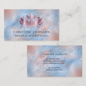 Carte De Visite or rose bleu lotus (Devant / Derrière)