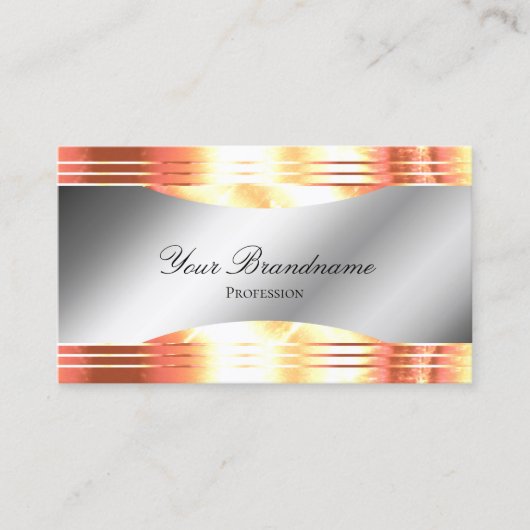 Carte De Visite Or Rose brillant argent brillant avec code QR (Devant)