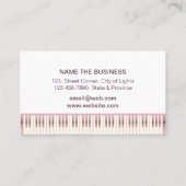 Carte De Visite Or rose de clavier de piano de professeur de (Dos)