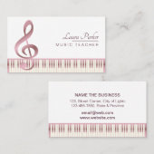 Carte De Visite Or rose de clavier de piano de professeur de (Devant / Derrière)