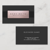 Carte De Visite Or rose de Faux professionnel noir élégant moderne (Devant / Derrière)