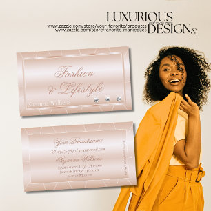 Carte De Visite Or Rose de luxe avec cadre et diamants Exquis