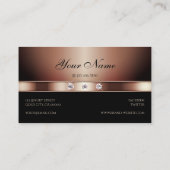 Carte De Visite Or Rose de luxe et noir avec diamants chatoyants (Dos)