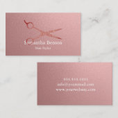 Carte De Visite Or rose de salon de coiffure moderne (Devant / Derrière)